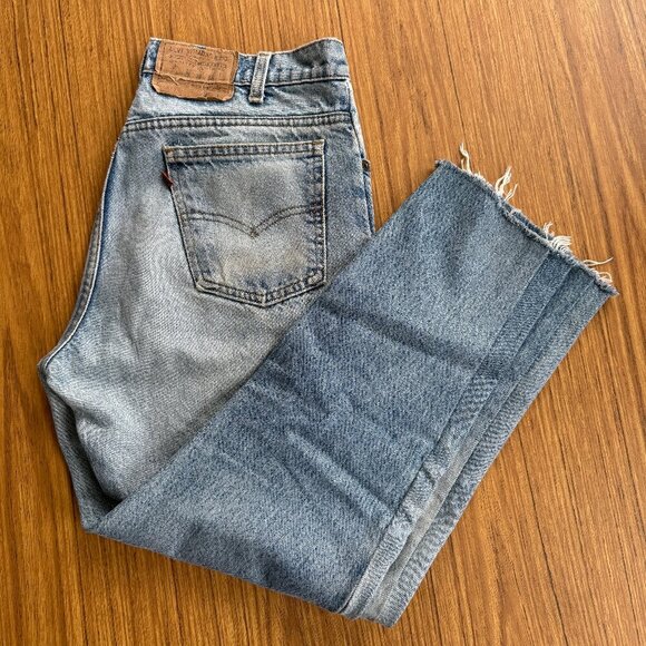 Vintage 80s Levi’s 517 Orange Tab Jeans | 32x33 Cropped | Distressed - Picture 1 of 7